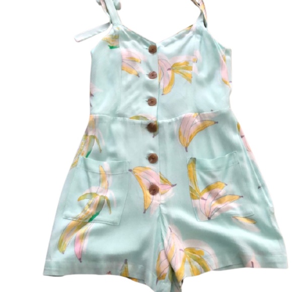 LC LAUREN CONRAD Romper Green Oahu Sunrise Banana Beach Cruise Size Medium - Picture 4 of 7